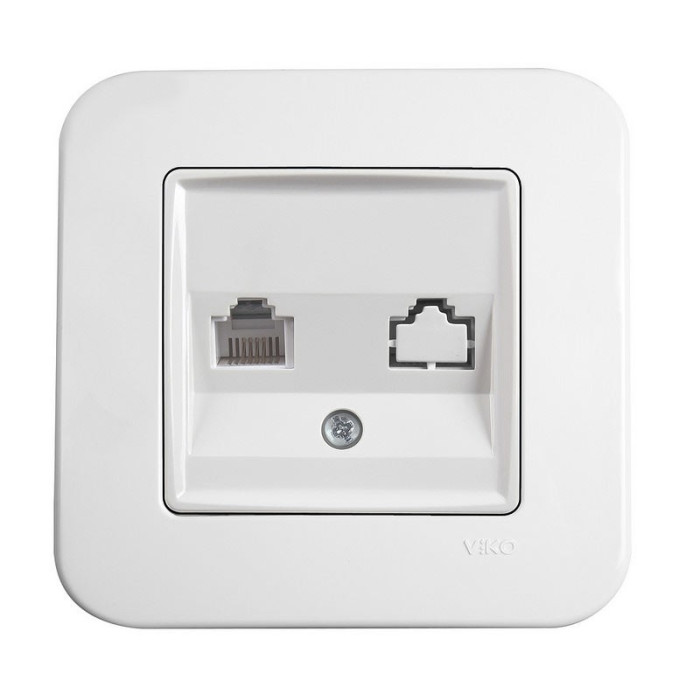 Розетка компьютерная одинарная RJ-45 белая Viko Rollina 90420032