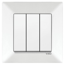 Выключатель трехклавишный белый Viko Meridian 90970068-WH