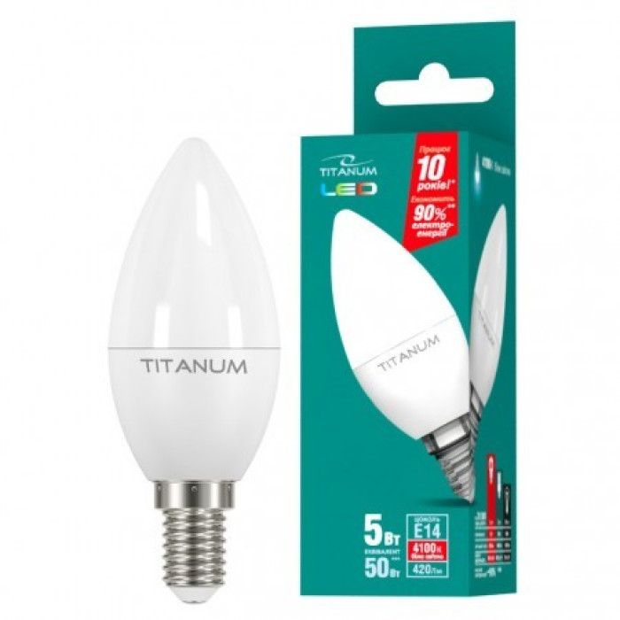 Лампа LED TITANUM C37 5W E14 4100К 220V (ТL-C37-05144)
