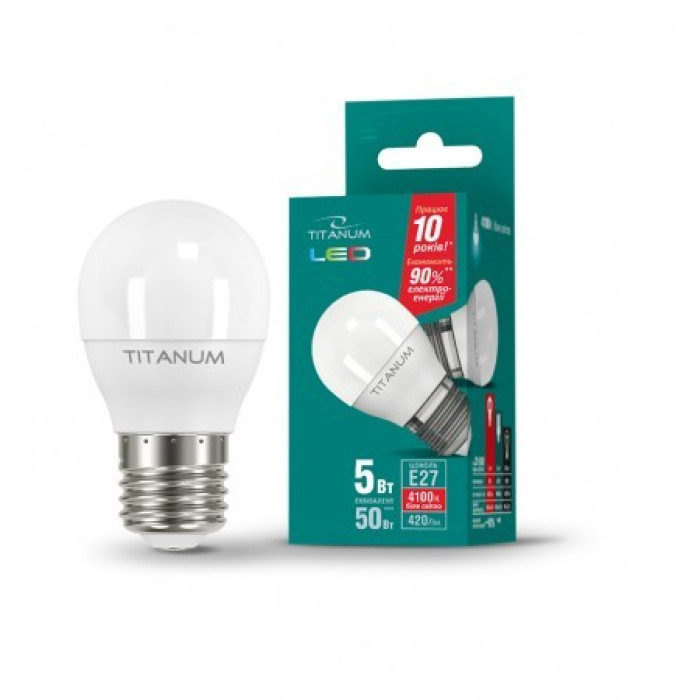 Лампа LED TITANUM G45 5W E27 4100К 220V (ТL-G45-05274)
