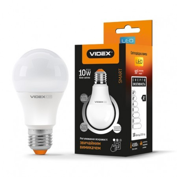 Лампа LED VIDEX Smart A60eD3 10W E27 4100K 220V Тритактна (VL-A60eD3-10274)