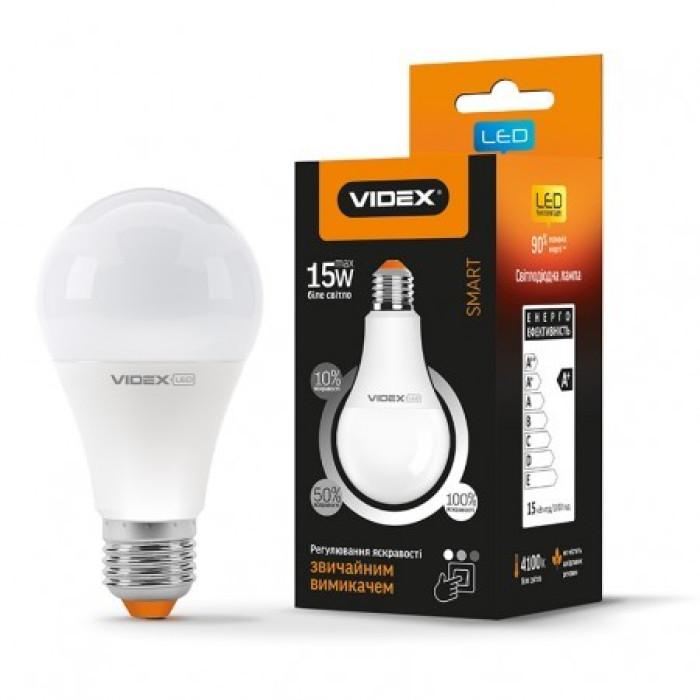 Лампа LED VIDEX Smart A65eD3 15W E27 4100K 220V Тритактна (VL-A65eD3-15274)