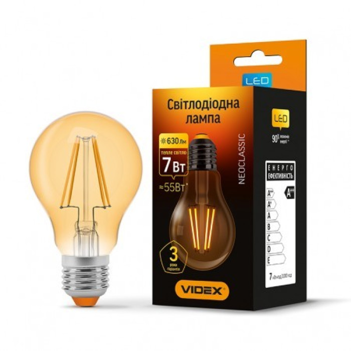 Лампа LED VIDEX Neoclassic A60FA 7W E27 2200K 220V бронза (VL-A60fа-07272)