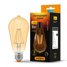 Лампа LED VIDEX Neoclassic ST64FAD 6W E27 2200К 220V бронза диммер (VL-ST64fаd-06272)
