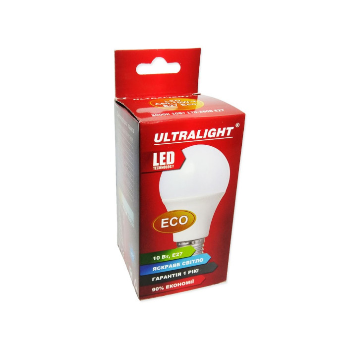 Лампа LED Ultralight A60 10W-Y-E27 3000K ECO