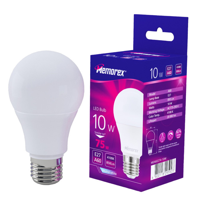 Лампа LED Memorex A60 10W E27 4100K 220V (MEA60274-10W)