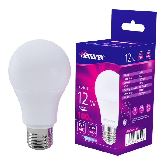 Лампа LED Memorex A60 12W E27 4100K 220V (MEA60274-12W)