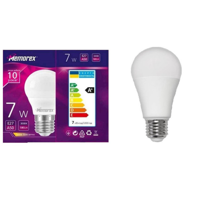 Лампа LED Memorex A50_7W_E27_3000k (MEA50273-07W)
