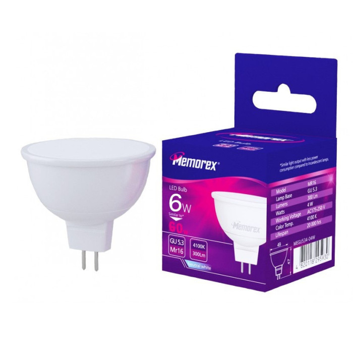 Лампа LED Memorex MR16_6W_G53_4100k (MEGU534-06W)