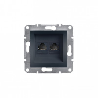 Розетка комп'ютерна RJ45 cat5e UTP подвійна Schneider Electric Asfora Антрацит EPH4400171