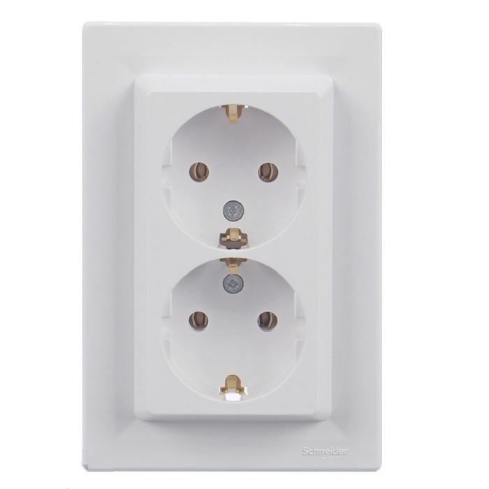 Розетка подвійна із заземленням Schneider Electric Asfora Білий EPH9900121