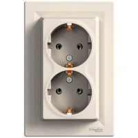 Розетка подвійна із заземленням Schneider Electric Asfora Крем EPH9900123