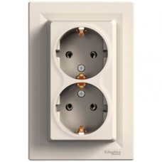 Розетка двойная с заземлением  Schneider Electric Asfora Крем EPH9900123