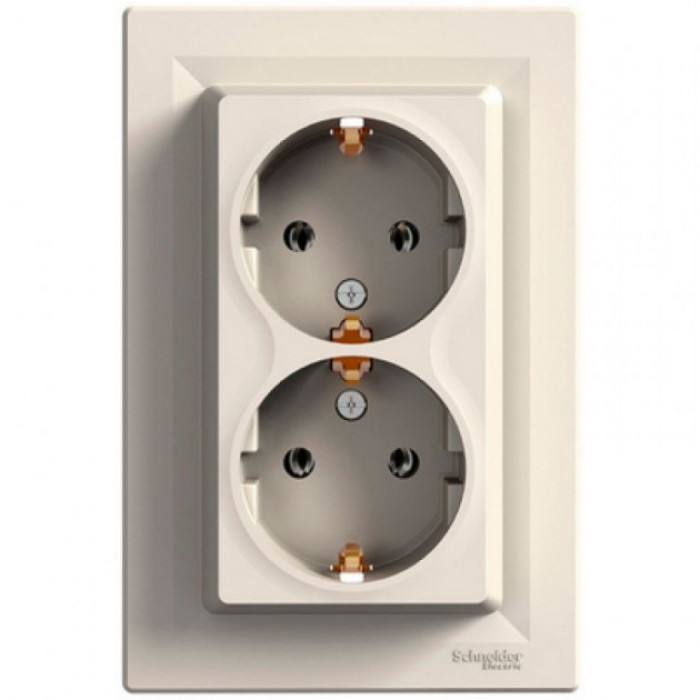 Розетка подвійна із заземленням Schneider Electric Asfora Крем EPH9900123