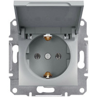Розетка із заземленням кришкою Schneider Electric Asfora Алюміній EPH3100161