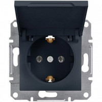 Розетка із заземленням кришкою Schneider Electric Asfora Антрацит EPH3100171