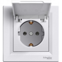 Розетка із заземленням кришкою Schneider Electric Asfora Біла EPH3100121