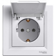 Розетка із заземленням кришкою Schneider Electric Asfora Біла EPH3100121