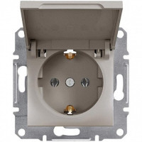 Розетка із заземленням кришкою Asfora Бронза Schneider Electric EPH3100169