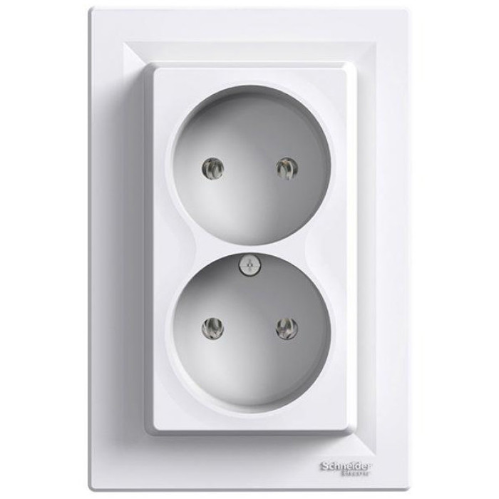 Розетка подвійна без заземлення Біла Schneider Electric Asfora EPH9700121