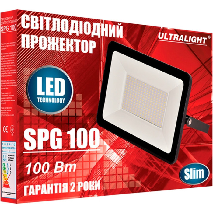 Прожектор LED 100W Slim 6400 чорний