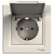 Розетка Asfora Крем із заземленням, кришкою Schneider Electric EPH3100123