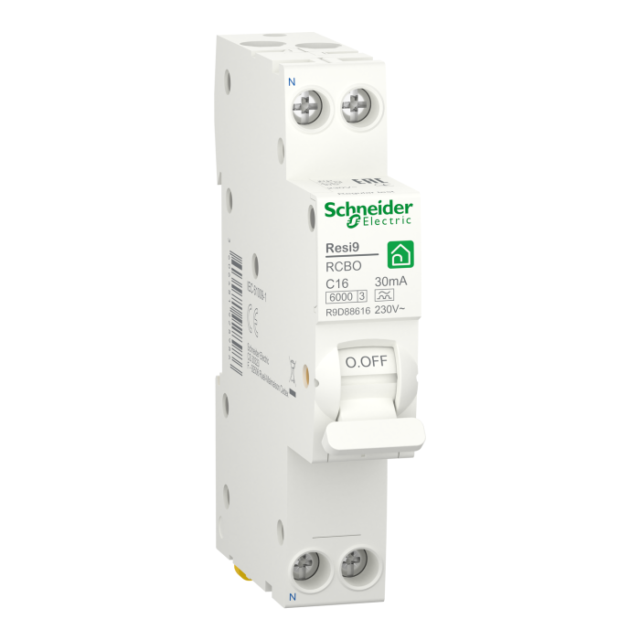 Диференційний автомат Schneider Electric RESI9 R9D88616 1P+N характеристика C 16A 30мА тип AC 6кА