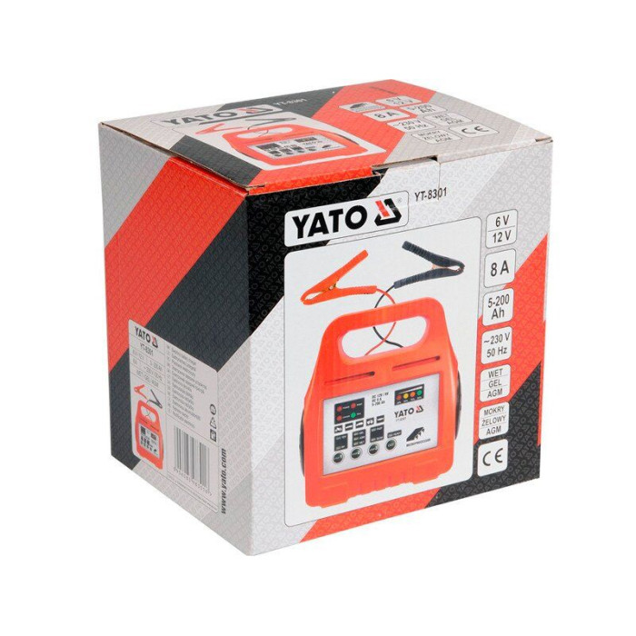 Зарядное устройство YATO 6/12 В, 8 А, 5-200 А·ч (YT-8301)