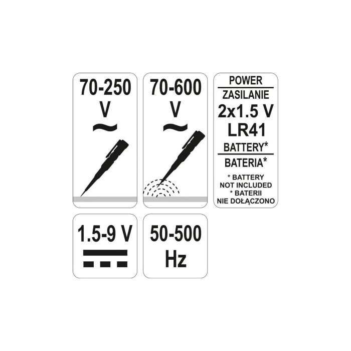 LED індикатор напруги комбінований YATO YT-2864, 4 фукнції, 70-600 V