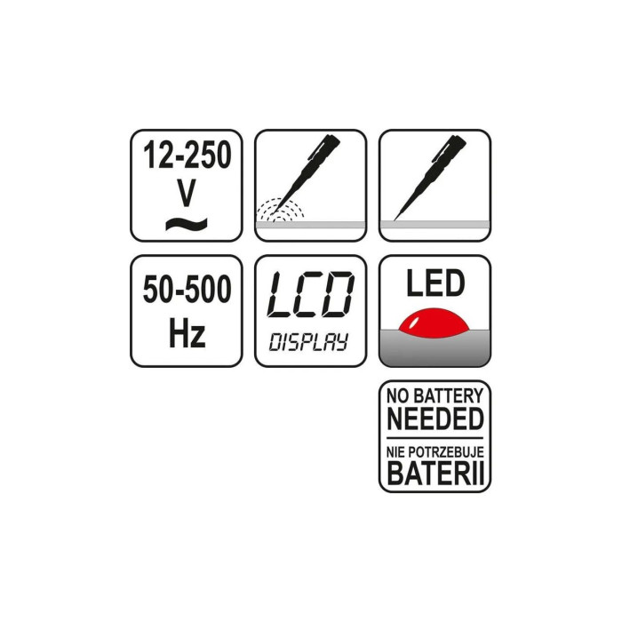 Індикатор цифрової напруги з LED індикатором YATO YT-2862, 12-250 В