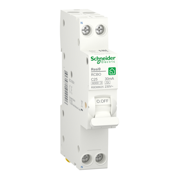 Диференційний автомат Schneider Electric RESI9 R9D88625 1P+N характеристика C 25A 30мА тип AC 6кА