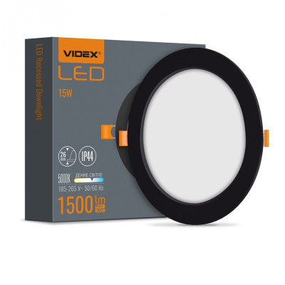 LED светильник Back встроенный круглый VIDEX 15W 5000K Black