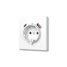 Розетка одинарная с заземлением USB-A+C 20W белая матовая VIDEX NOTA (VF-NT-SK1GUC-WH)