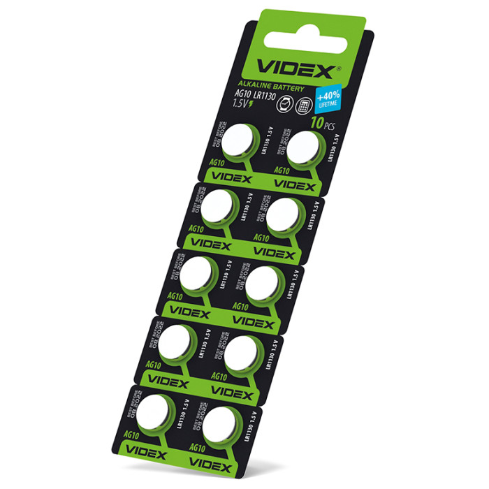 Батарейка годинникова Videx AG10/LR1130 BLISTER CARD 10 шт