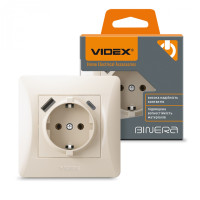 Розетка одинарна із заземленням з USB+USB-C кремова VIDEX BINERA