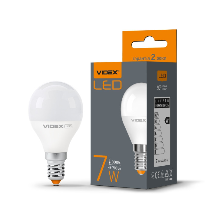 LED лампа VIDEX G45e 7W E14 3000K LED лампа VIDEX G45e 7W E14 3000K