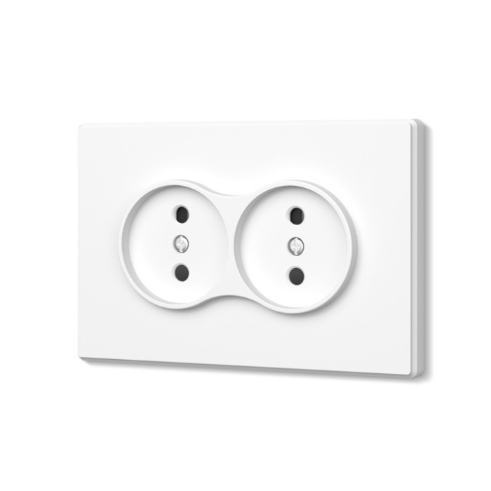 Розетка двойная без заземления белая матовая VIDEX NOTA (VF-NT-SK2-WH)