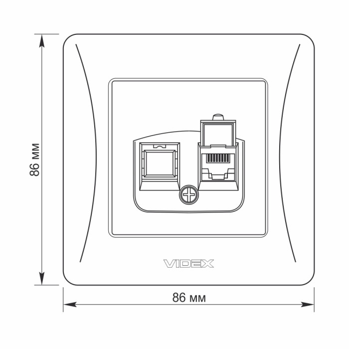 Розетка CAT6 одинарна комп'ютерна кремова VIDEX BINERA