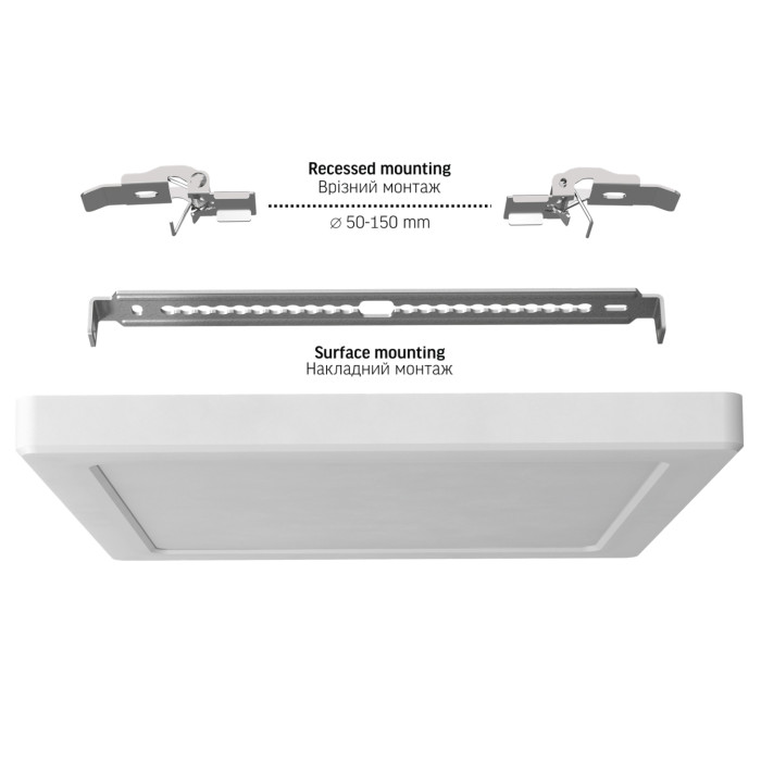LED светильник квадратный VIDEX DL6S 18W 3000K-4000K-6500K White