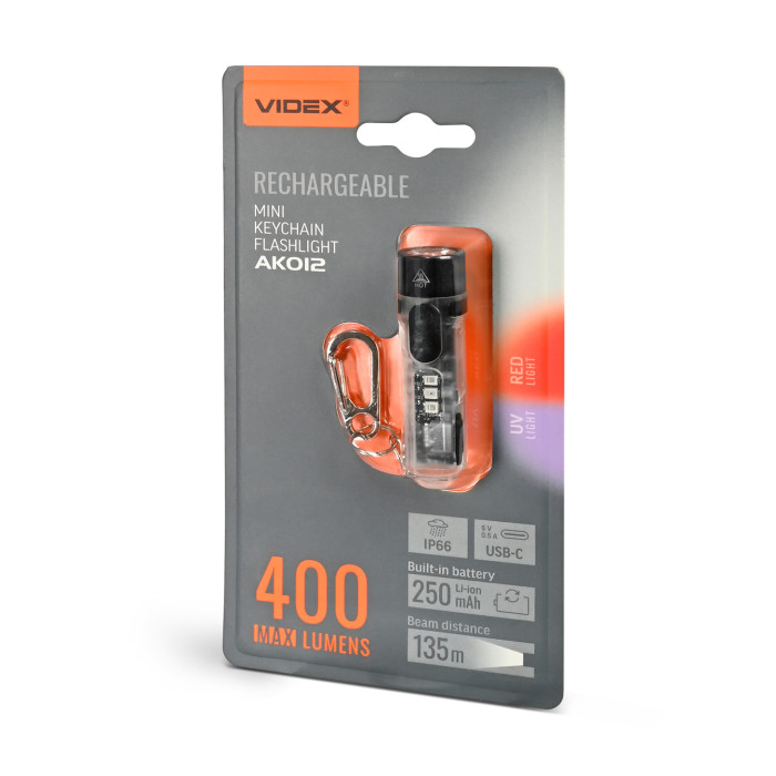 Портативный светодиодный мини-фонарик VIDEX VLF-AK012 400Lm 5000K