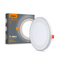LED світильник вбудований з декоративною підсвіткою VIDEX DL4R 12W+4W 5000K+2700K 220V