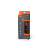 Мережевий подовжувач VIDEX ONCORD з/з 3п 3м (3x1.5мм) з кнопкою Black