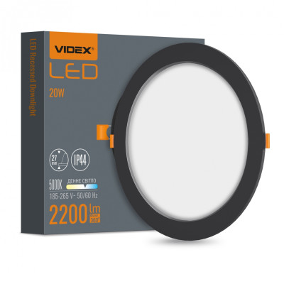 LED светильник Back встроенный круглый VIDEX 20W 5000K Black