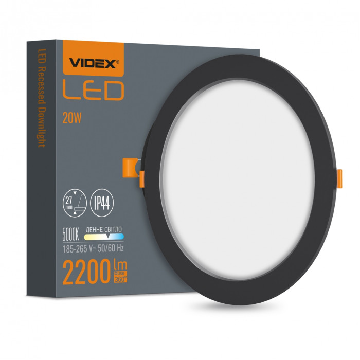 LED светильник Back встроенный круглый VIDEX 20W 5000K Black LED светильник Back встроенный круглый VIDEX 20W 5000K Black