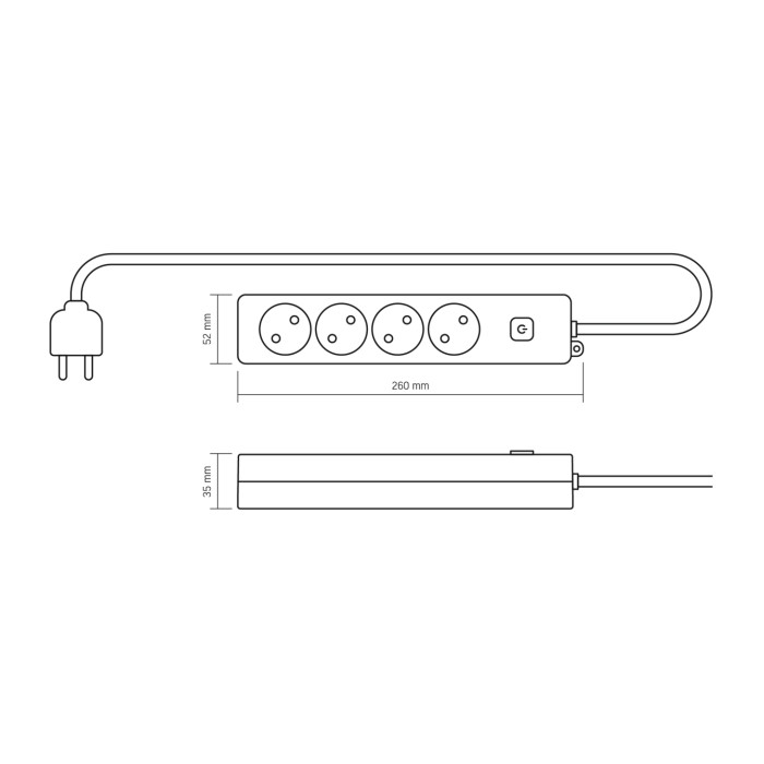 Сетевой удлинитель VIDEX ONCORD б/у 4п 3м с кнопкой White