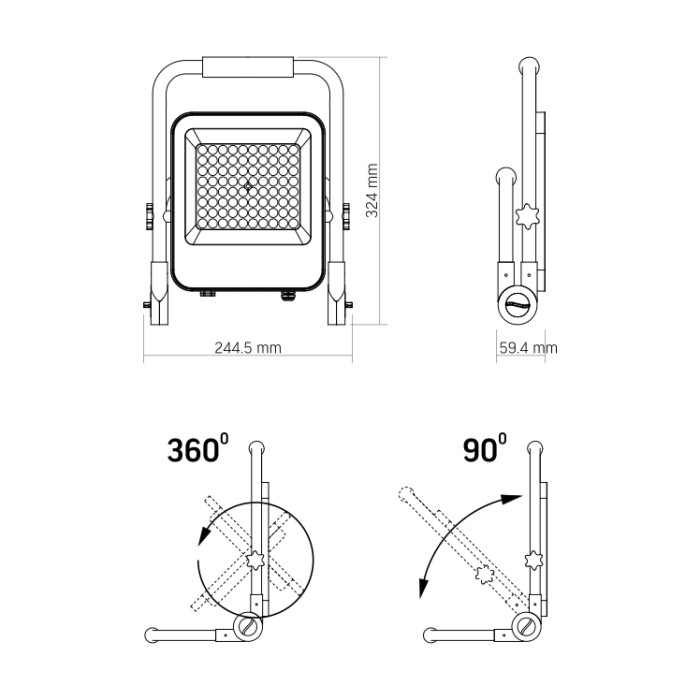 LED прожектор аккумуляторный PREMIUM VIDEX F2A 50W 5000K