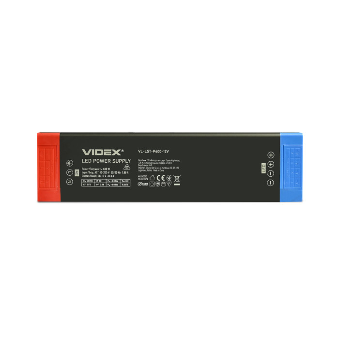 Блок живлення для LED стрічки VIDEX DC12V 33.3A 400W IP20 (VL-LST-P400-12V)
