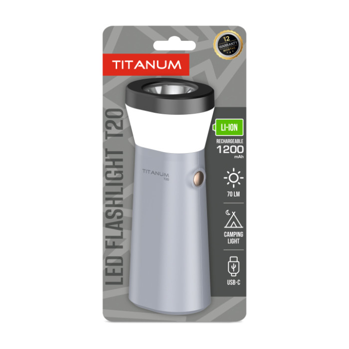 Портативный светодиодный фонарик TITANUM TLF-T20 70Lm Gray