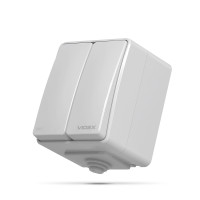 IP65 Выключатель наружный двухклавишный серый VIDEX BINERA