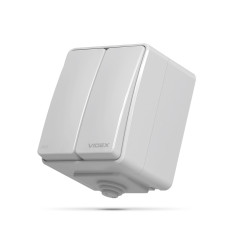 IP65 Выключатель наружный двухклавишный серый VIDEX BINERA